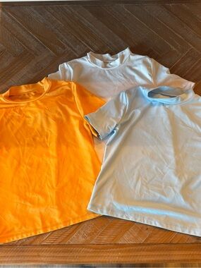 Cat & Jack Kids Swim Rashguard Set in Orange, Light Blue & White